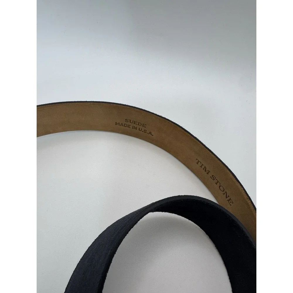 W‎ Kleinberg Navy Blue Suede Custom Leather Belt Belt Sz 34 NWOT Loop Buckle Lux